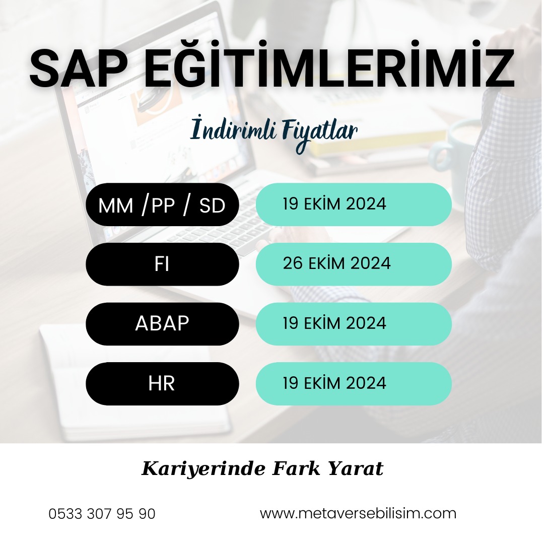 SAP GRUP EĞİTİMLERİNDE EKİM AYINA ÖZEL İNDİRİM FIRSATLARINI KAÇIRMAYIN  